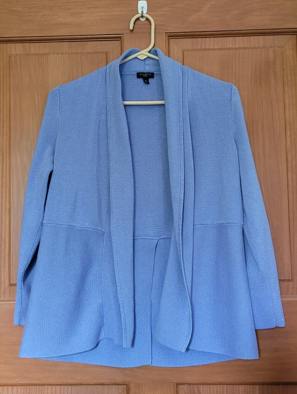 Talbots Open Front Knit Cardigan Blue Womens Mp Shawl Neck Grannycore Layering